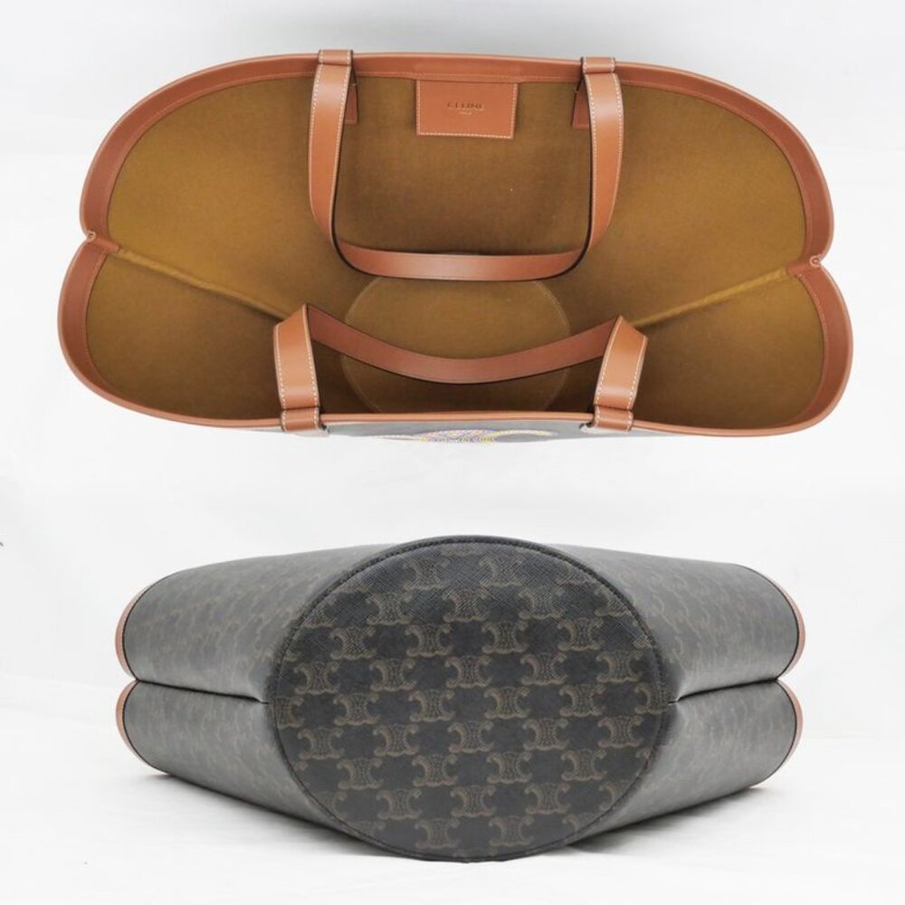 Celine Coufan Brown Triomphe Canvas Tote Bag Multicolor Logo - Picture 4 of 9